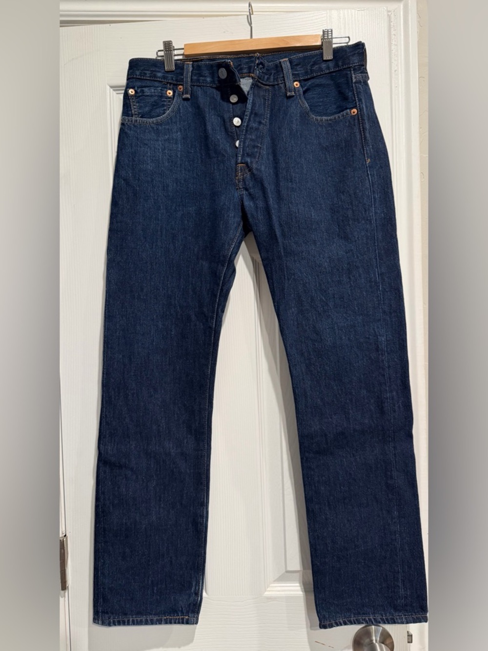 Levi's Men's Dark Blue Straight Jeans 501 Button Down